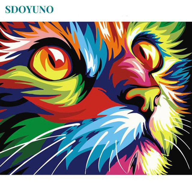 SDOYUNO 60x75cm Frame DIY Painting By Numbers Kits Colorful Lions Animals Hand Painted Oil Paint By Numbers For Home Decor Art