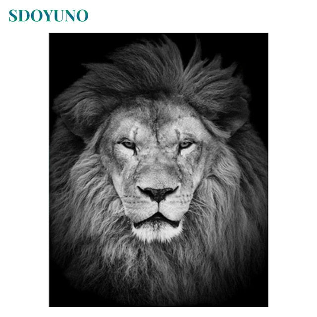 SDOYUNO 60x75cm Frame DIY Painting By Numbers Kits Colorful Lions Animals Hand Painted Oil Paint By Numbers For Home Decor Art