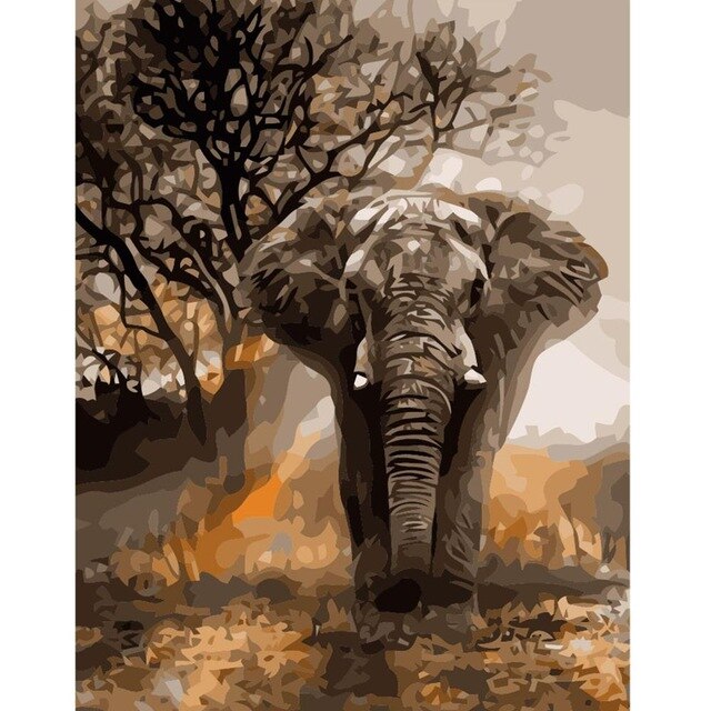 New Paint By Number Elephant Animal HandPainted DIY Gift Kit Drawing On Canvas Oil Painting Picture Wall Art Home Decoration